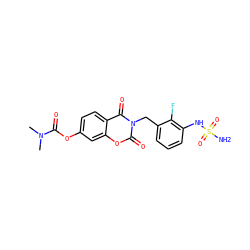 CN(C)C(=O)Oc1ccc2c(=O)n(Cc3cccc(NS(N)(=O)=O)c3F)c(=O)oc2c1 ZINC000653869532