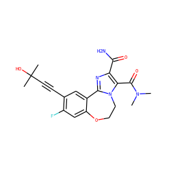 CN(C)C(=O)c1c(C(N)=O)nc2n1CCOc1cc(F)c(C#CC(C)(C)O)cc1-2 ZINC000219425194