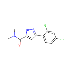 CN(C)C(=O)c1cc(-c2ccc(Cl)cc2Cl)n[nH]1 ZINC000040394552