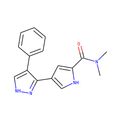 CN(C)C(=O)c1cc(-c2n[nH]cc2-c2ccccc2)c[nH]1 ZINC000020149026