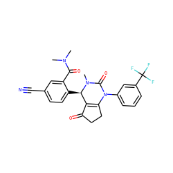 CN(C)C(=O)c1cc(C#N)ccc1[C@@H]1C2=C(CCC2=O)N(c2cccc(C(F)(F)F)c2)C(=O)N1C ZINC001772585294