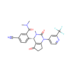 CN(C)C(=O)c1cc(C#N)ccc1[C@H]1C2=C(CCC2=O)N(c2ccnc(C(F)(F)F)c2)C(=O)N1C ZINC001772621723