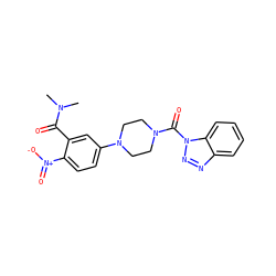 CN(C)C(=O)c1cc(N2CCN(C(=O)n3nnc4ccccc43)CC2)ccc1[N+](=O)[O-] ZINC000095578373