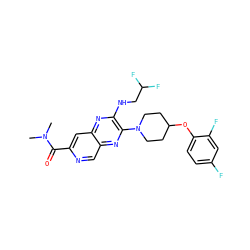 CN(C)C(=O)c1cc2nc(NCC(F)F)c(N3CCC(Oc4ccc(F)cc4F)CC3)nc2cn1 ZINC000144662219