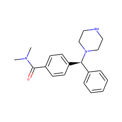 CN(C)C(=O)c1ccc([C@H](c2ccccc2)N2CCNCC2)cc1 ZINC000022939744