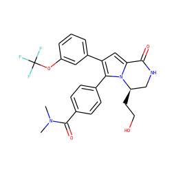 CN(C)C(=O)c1ccc(-c2c(-c3cccc(OC(F)(F)F)c3)cc3n2[C@H](CCO)CNC3=O)cc1 ZINC000207203875