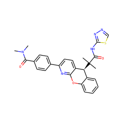 CN(C)C(=O)c1ccc(-c2ccc3c(n2)Oc2ccccc2[C@@H]3C(C)(C)C(=O)Nc2nncs2)cc1 ZINC000073157482