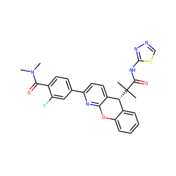 CN(C)C(=O)c1ccc(-c2ccc3c(n2)Oc2ccccc2[C@H]3C(C)(C)C(=O)Nc2nncs2)cc1F ZINC000073157488