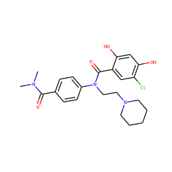 CN(C)C(=O)c1ccc(N(CCN2CCCCC2)C(=O)c2cc(Cl)c(O)cc2O)cc1 ZINC000653768315