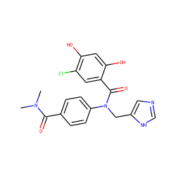 CN(C)C(=O)c1ccc(N(Cc2cnc[nH]2)C(=O)c2cc(Cl)c(O)cc2O)cc1 ZINC000653775790