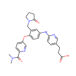 CN(C)C(=O)c1ccc(Oc2ccc(Nc3ccc(CCC(=O)O)cn3)cc2CN2CCCC2=O)cn1 ZINC000167122333