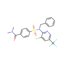 CN(C)C(=O)c1ccc(S(=O)(=O)N(Cc2ccccc2)c2ncc(C(F)(F)F)cc2Cl)cc1 ZINC000113162649