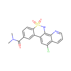 CN(C)C(=O)c1ccc2c(c1)-c1cc(Cl)c3cccnc3c1NS2(=O)=O ZINC000141822926