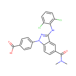 CN(C)C(=O)c1ccc2c(c1)c(Nc1c(Cl)cccc1Cl)nn2-c1ccc(C(=O)O)cc1 ZINC001772637536