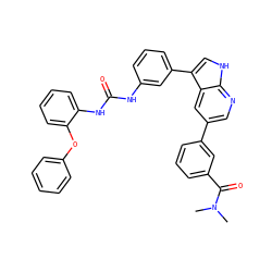 CN(C)C(=O)c1cccc(-c2cnc3[nH]cc(-c4cccc(NC(=O)Nc5ccccc5Oc5ccccc5)c4)c3c2)c1 ZINC000042920344