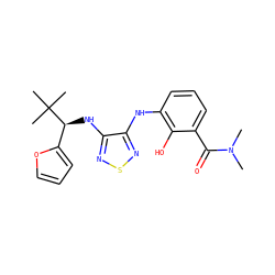 CN(C)C(=O)c1cccc(Nc2nsnc2N[C@@H](c2ccco2)C(C)(C)C)c1O ZINC000040380349