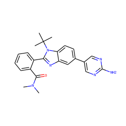 CN(C)C(=O)c1ccccc1-c1nc2cc(-c3cnc(N)nc3)ccc2n1C(C)(C)C ZINC000143822872