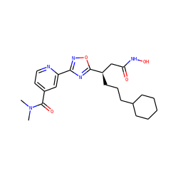 CN(C)C(=O)c1ccnc(-c2noc([C@H](CCCC3CCCCC3)CC(=O)NO)n2)c1 ZINC000028701822