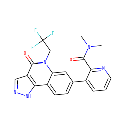 CN(C)C(=O)c1ncccc1-c1ccc2c3[nH]ncc3c(=O)n(CC(F)(F)F)c2c1 ZINC000220094780
