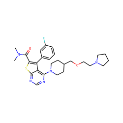 CN(C)C(=O)c1sc2ncnc(N3CCC(COCCN4CCCC4)CC3)c2c1-c1cccc(F)c1 ZINC000653668863