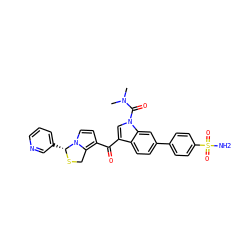 CN(C)C(=O)n1cc(C(=O)c2ccn3c2CS[C@@H]3c2cccnc2)c2ccc(-c3ccc(S(N)(=O)=O)cc3)cc21 ZINC000026733575