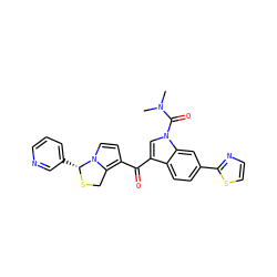 CN(C)C(=O)n1cc(C(=O)c2ccn3c2CS[C@@H]3c2cccnc2)c2ccc(-c3nccs3)cc21 ZINC000026730386