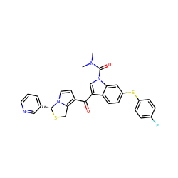 CN(C)C(=O)n1cc(C(=O)c2ccn3c2CS[C@@H]3c2cccnc2)c2ccc(Sc3ccc(F)cc3)cc21 ZINC000026739451