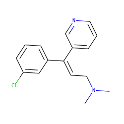 CN(C)C/C=C(\c1cccnc1)c1cccc(Cl)c1 ZINC000029319564