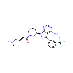 CN(C)C/C=C/C(=O)N1CCC[C@@H](n2nc(-c3cccc(C(F)(F)F)c3)c3c(N)ncnc32)C1 ZINC001772601202