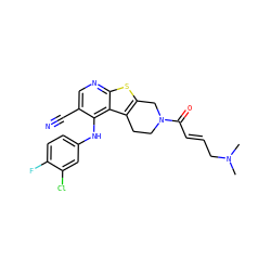 CN(C)C/C=C/C(=O)N1CCc2c(sc3ncc(C#N)c(Nc4ccc(F)c(Cl)c4)c23)C1 ZINC000096172263