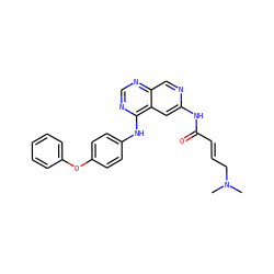 CN(C)C/C=C/C(=O)Nc1cc2c(Nc3ccc(Oc4ccccc4)cc3)ncnc2cn1 ZINC001772621973