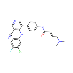 CN(C)C/C=C/C(=O)Nc1ccc(-c2cncc(C#N)c2Nc2ccc(F)c(Cl)c2)cc1 ZINC000096928299
