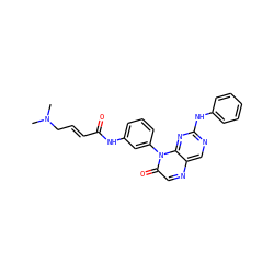 CN(C)C/C=C/C(=O)Nc1cccc(-n2c(=O)cnc3cnc(Nc4ccccc4)nc32)c1 ZINC000096933691