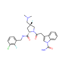 CN(C)C[C@@]1(F)C[C@@H](C(=O)NCc2cccc(Cl)c2F)N(C(=O)Cc2cn(C(N)=O)c3ccccc23)C1 ZINC000148015184