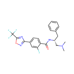 CN(C)C[C@@H](Cc1ccccc1)NC(=O)c1ccc(-c2noc(C(F)(F)F)n2)cc1F ZINC000142926000