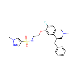 CN(C)C[C@@H](Cc1ccccc1)c1ccc(F)c(OCCNS(=O)(=O)c2cnn(C)c2)c1 ZINC000114258452