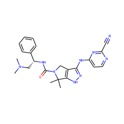 CN(C)C[C@@H](NC(=O)N1Cc2c(Nc3ccnc(C#N)n3)n[nH]c2C1(C)C)c1ccccc1 ZINC000117602437