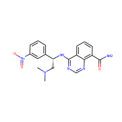 CN(C)C[C@@H](Nc1ncnc2c(C(N)=O)cccc12)c1cccc([N+](=O)[O-])c1 ZINC000114347212