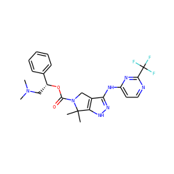 CN(C)C[C@@H](OC(=O)N1Cc2c(Nc3ccnc(C(F)(F)F)n3)n[nH]c2C1(C)C)c1ccccc1 ZINC000117599515