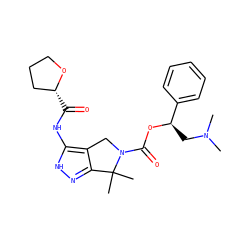 CN(C)C[C@@H](OC(=O)N1Cc2c(n[nH]c2NC(=O)[C@@H]2CCCO2)C1(C)C)c1ccccc1 ZINC000084706088