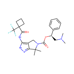 CN(C)C[C@@H](OC(=O)N1Cc2c(n[nH]c2NC(=O)C2(C(F)(F)F)CCC2)C1(C)C)c1ccccc1 ZINC000084708181