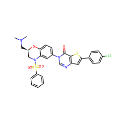 CN(C)C[C@@H]1CN(S(=O)(=O)c2ccccc2)c2cc(-n3cnc4cc(-c5ccc(Cl)cc5)sc4c3=O)ccc2O1 ZINC000038149718
