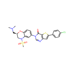 CN(C)C[C@@H]1CN(S(C)(=O)=O)c2cc(-n3cnc4cc(-c5ccc(Cl)cc5)sc4c3=O)ccc2O1 ZINC000038149720