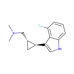 CN(C)C[C@H]1C[C@@H]1c1c[nH]c2cccc(F)c12 ZINC000013673571