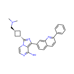 CN(C)C[C@H]1C[C@H](c2nc(-c3ccc4ccc(-c5ccccc5)nc4c3)c3c(N)nccn32)C1 ZINC000101466054