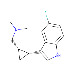 CN(C)C[C@H]1C[C@H]1c1c[nH]c2ccc(F)cc12 ZINC000013673565