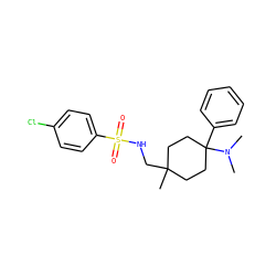CN(C)C1(c2ccccc2)CCC(C)(CNS(=O)(=O)c2ccc(Cl)cc2)CC1 ZINC000146921815