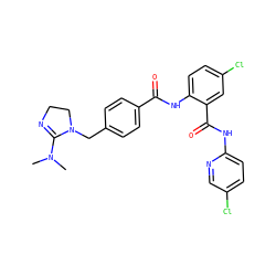 CN(C)C1=NCCN1Cc1ccc(C(=O)Nc2ccc(Cl)cc2C(=O)Nc2ccc(Cl)cn2)cc1 ZINC000028107974