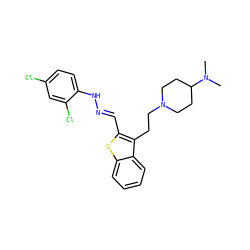 CN(C)C1CCN(CCc2c(/C=N/Nc3ccc(Cl)cc3Cl)sc3ccccc23)CC1 ZINC000027546979
