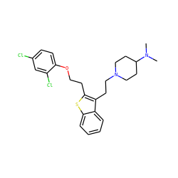 CN(C)C1CCN(CCc2c(CCOc3ccc(Cl)cc3Cl)sc3ccccc23)CC1 ZINC000027527140